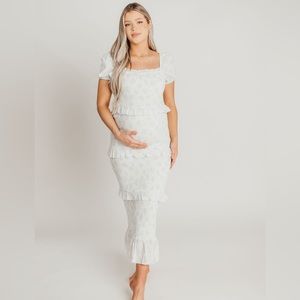 Pinkblush smocked floral bodycon Macau dress nwot